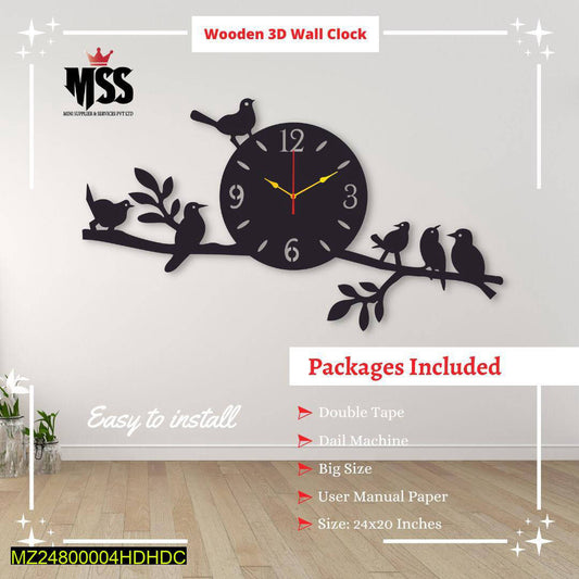 Analog Stylish Birds Design MDF Wall Clock